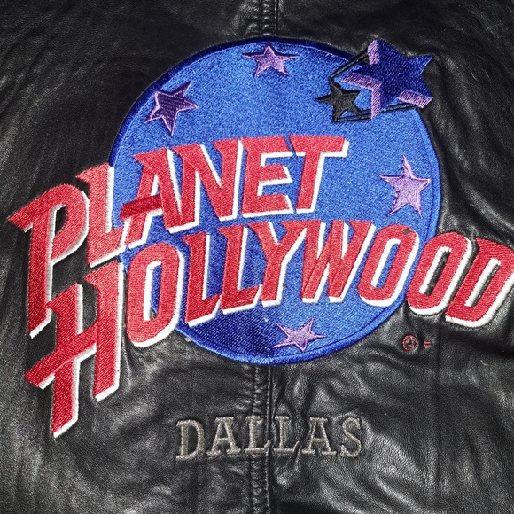 Vintage Planet Hollywood Men’s Leather Jacket 90’s Dallas Cowboys - Picture 2 of 16